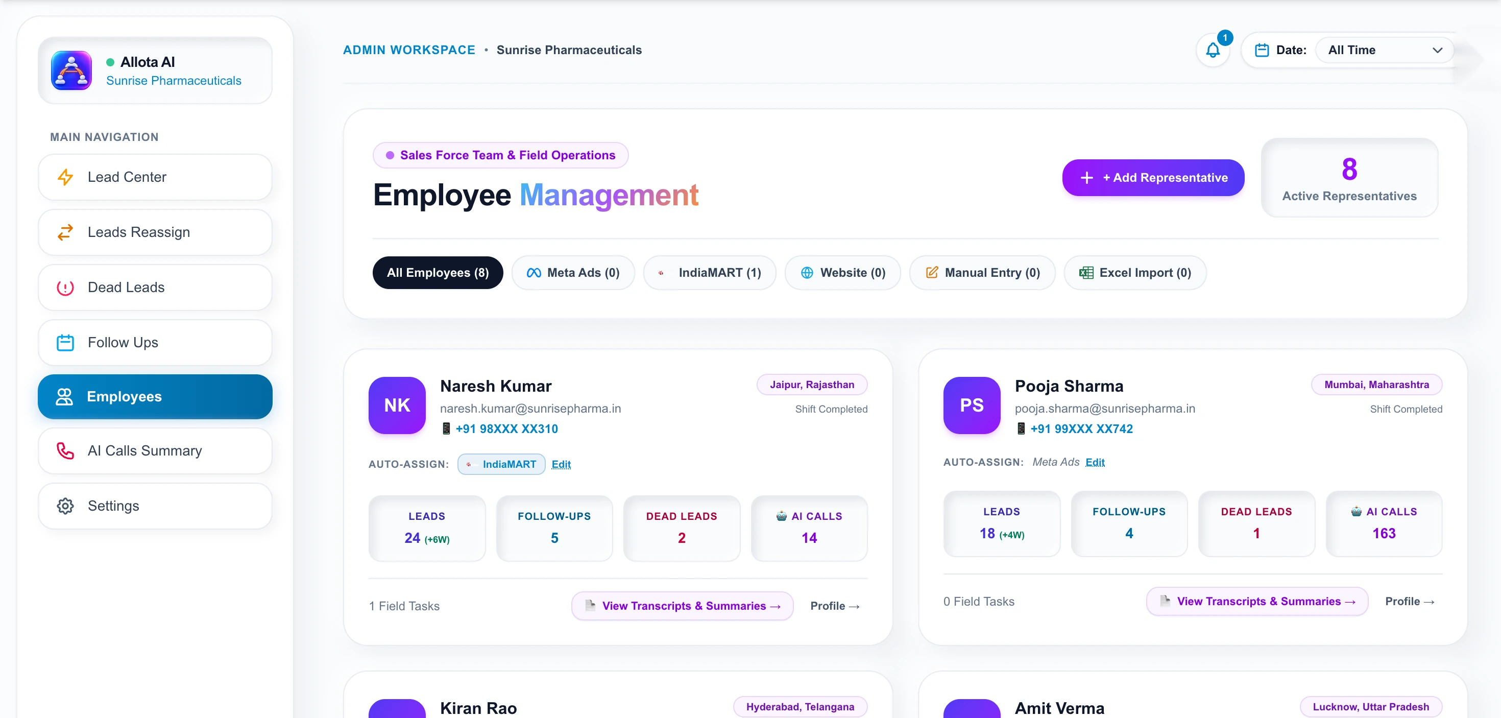 Employees screen